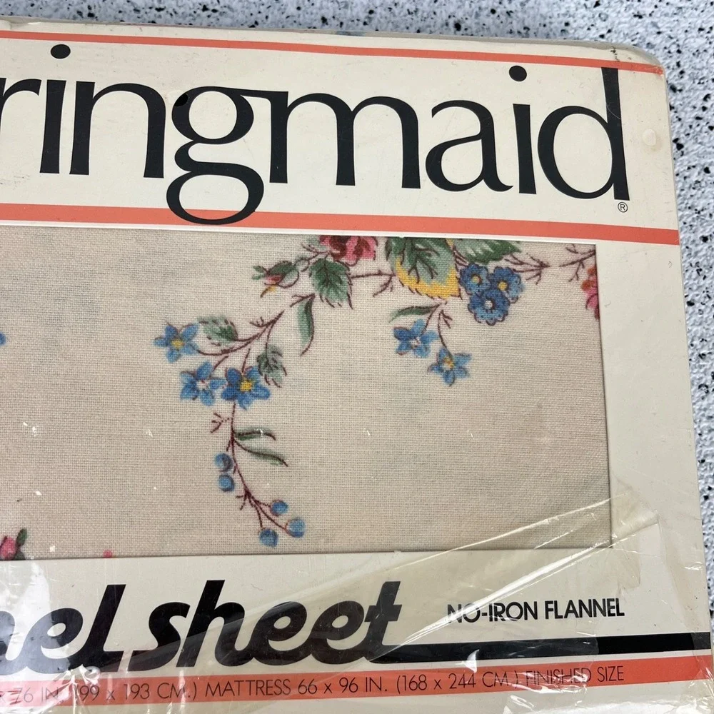 Vintage Springmaid Flannel Sheet 1 Twin Flat Sheet New NIP‎ Fleurette Floral